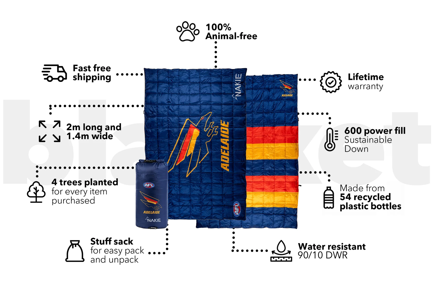 Adelaide Crows - AFL Sustainable Down Puffy Blanket - Image 3