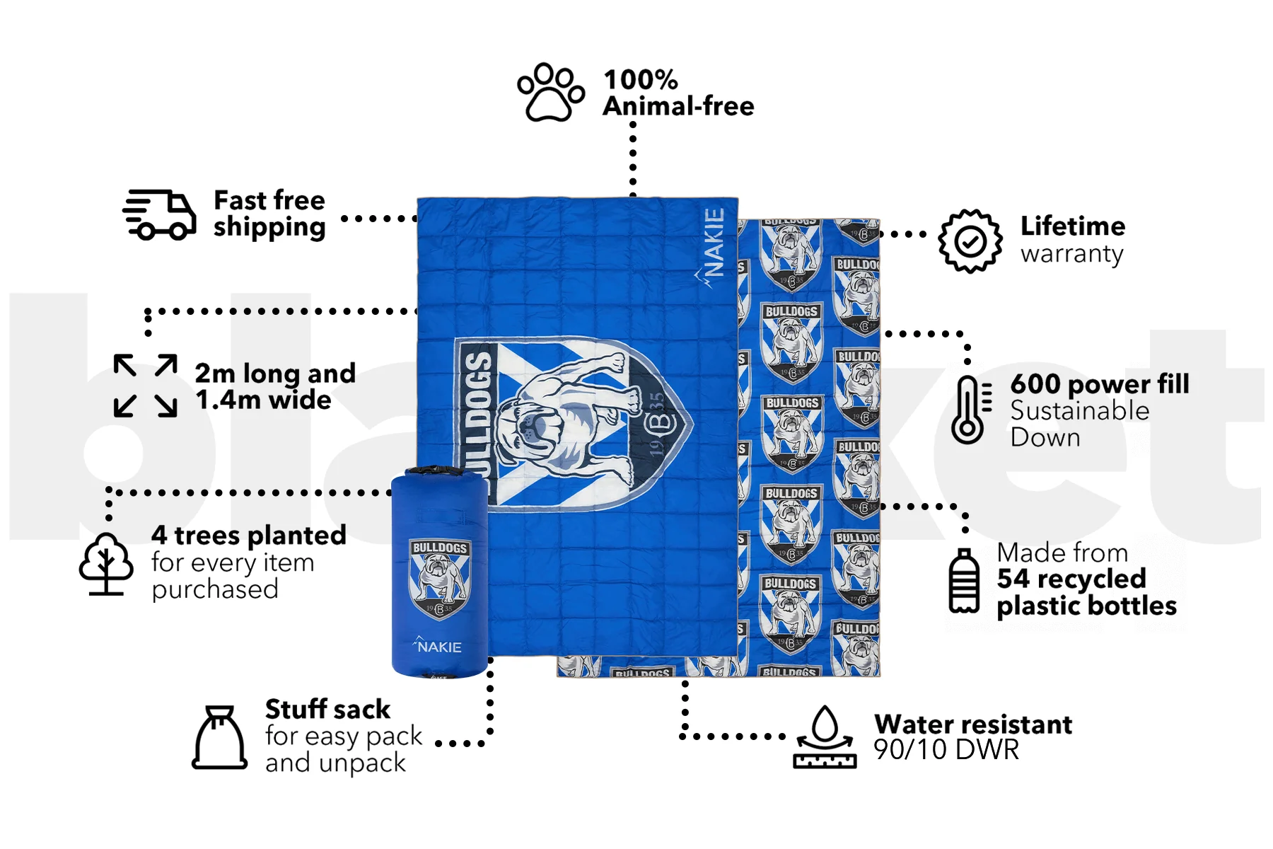 Bulldogs - NRL Sustainable Down Puffy Blanket - Image 3