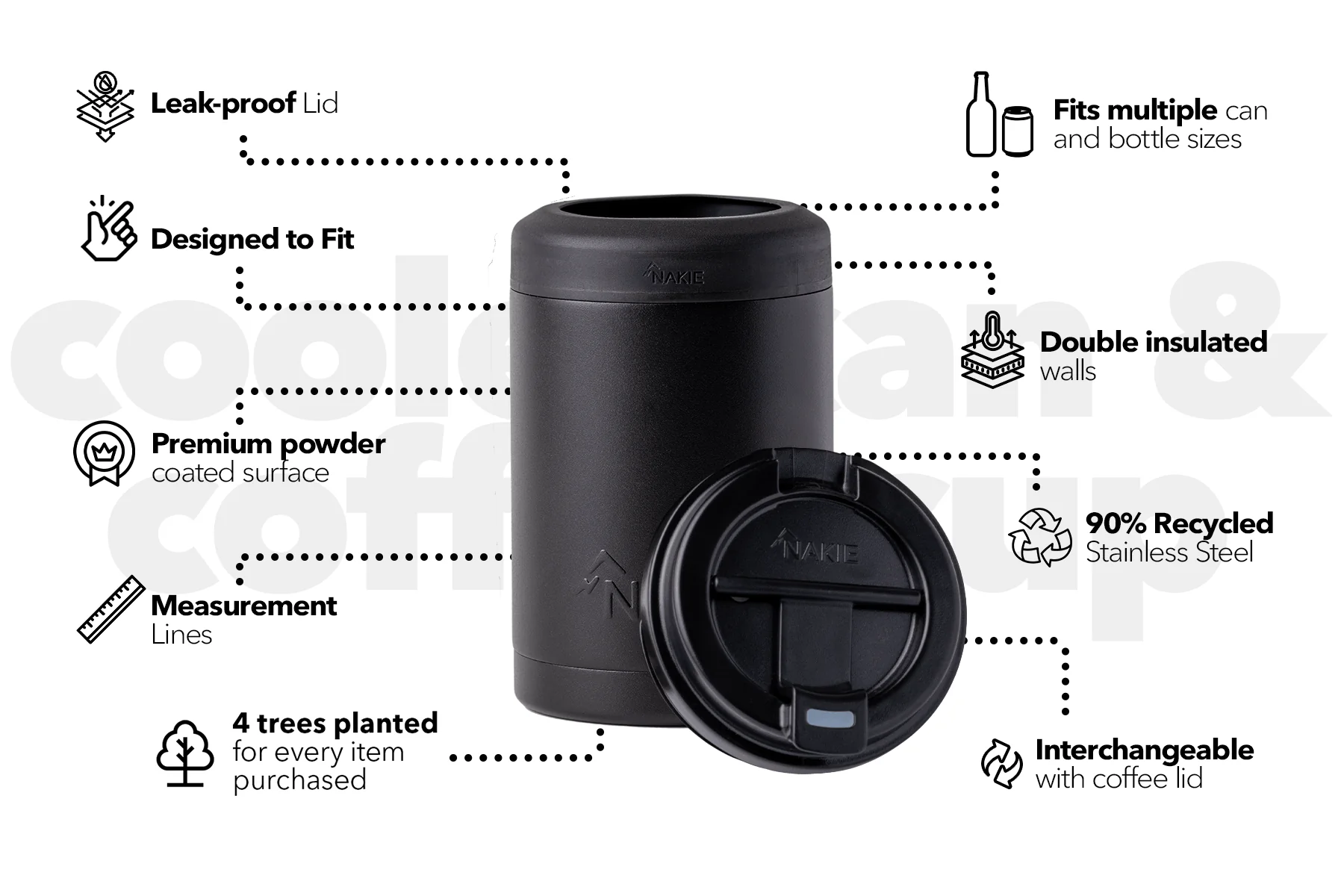 Midnight Black - Cooler & Coffee Cup - Image 4