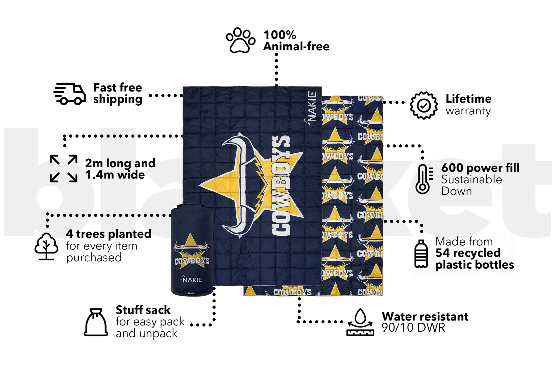 Cowboys  - NRL Sustainable Down Puffy Blanket - Image 3