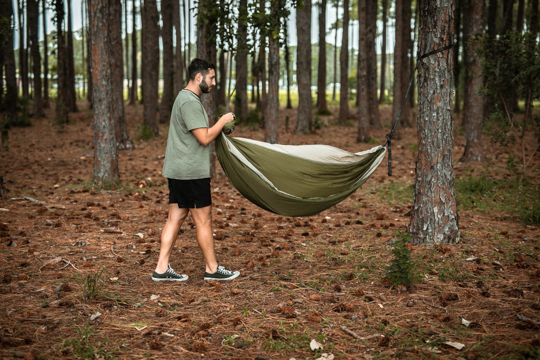 Olive Green - Recycled Hammock with Straps - Image 11