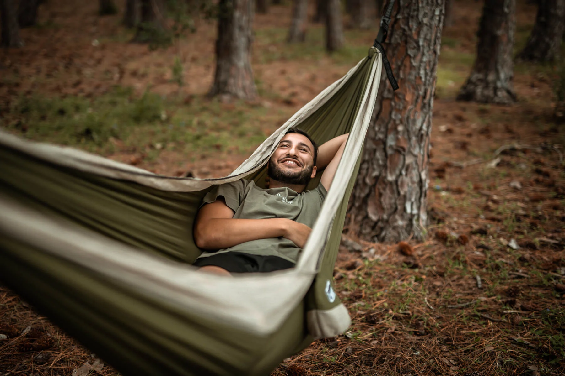 Olive Green - Recycled Hammock with Straps - Image 2