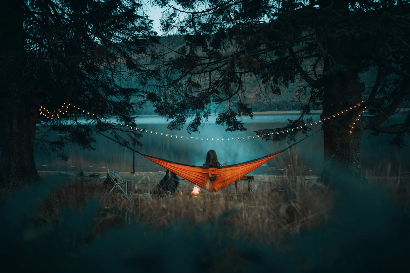Sunburnt Orange - Recycled Hammock with Straps - Image 10