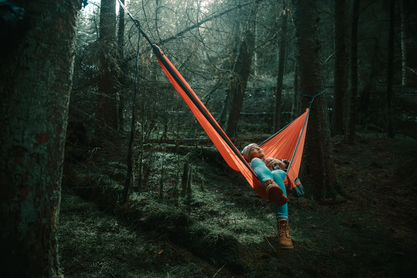 Sunburnt Orange - Recycled Hammock with Straps - Image 6