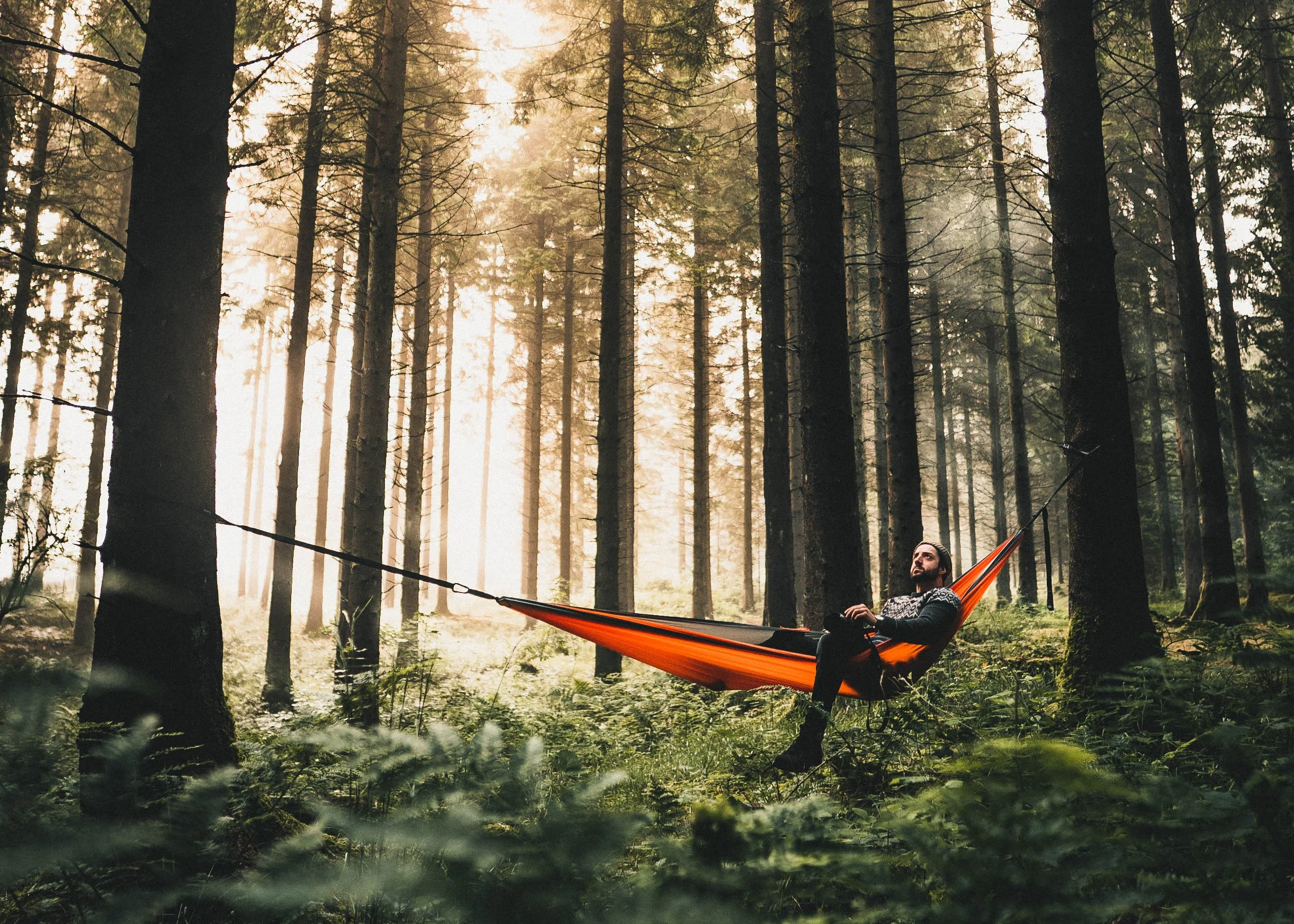 Sunburnt Orange - Recycled Hammock with Straps - Image 7