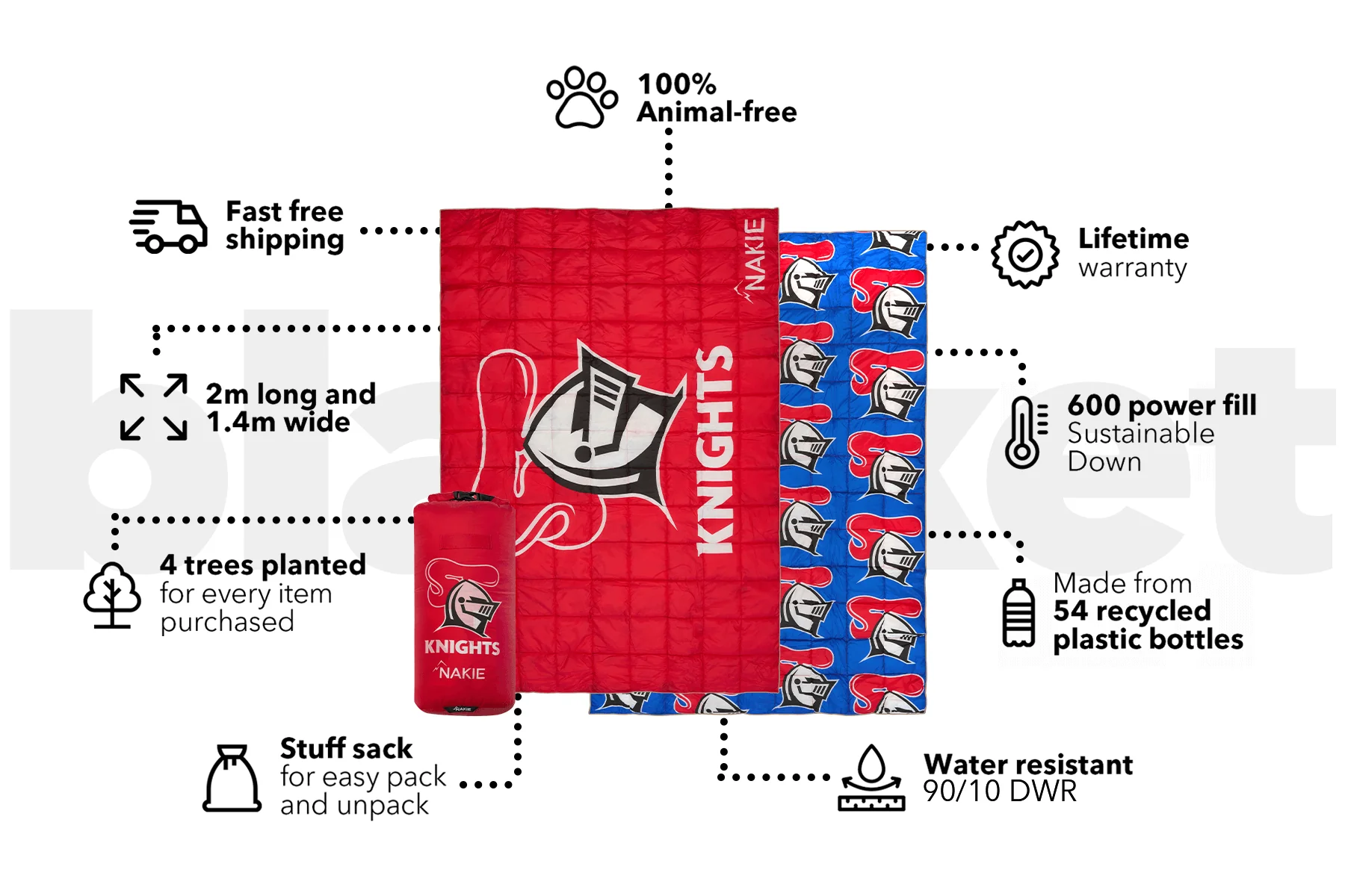 Knights - NRL Sustainable Down Puffy Blanket - Image 3