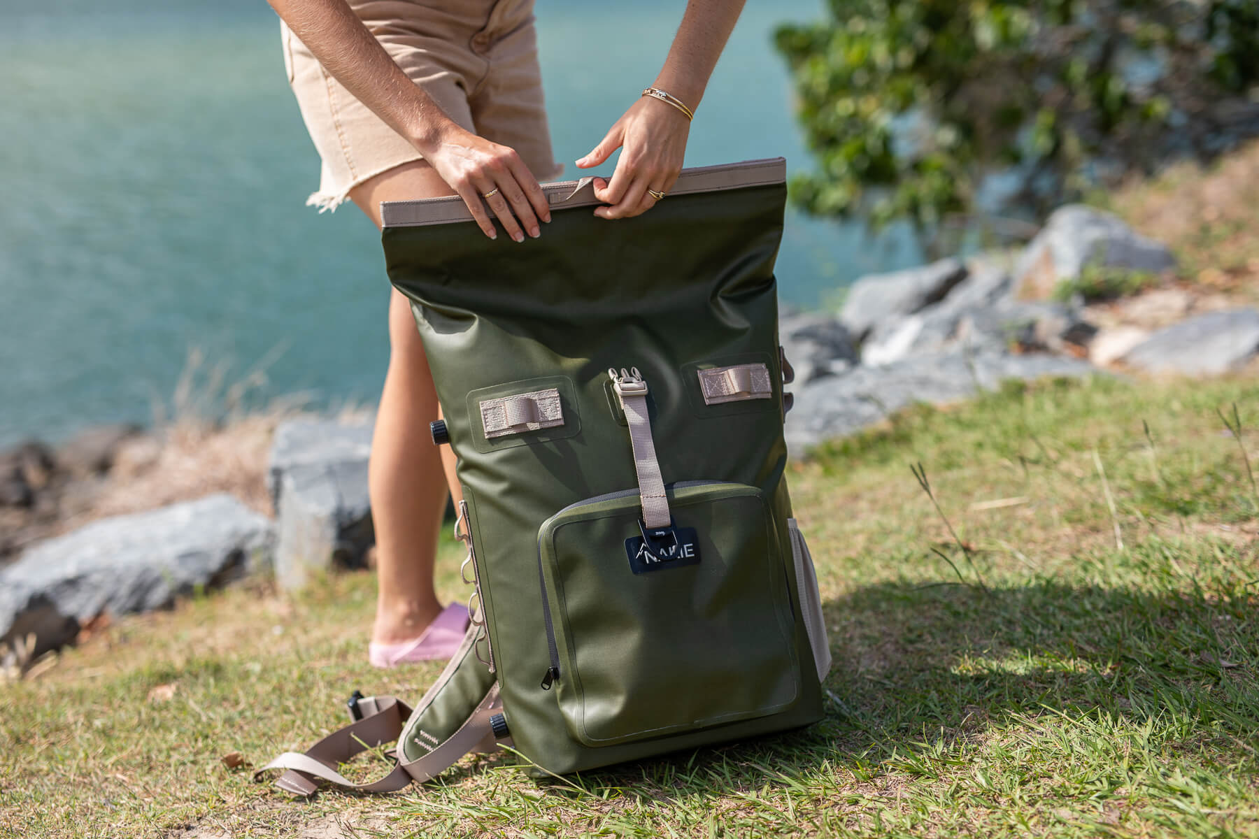 Olive Green - Recycled Cooler Backpack - Image 4