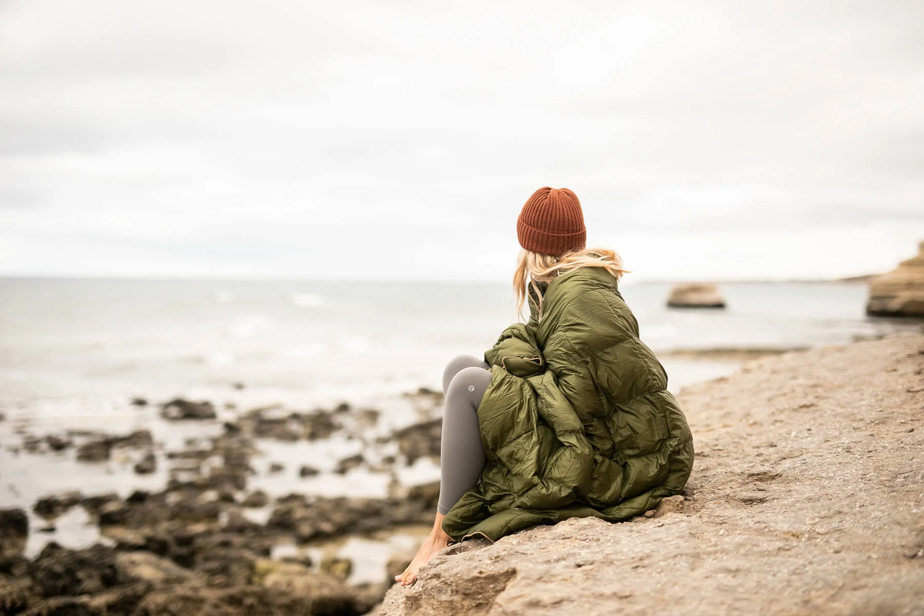 Olive Green - Sustainable Down Puffy Blanket - Image 6
