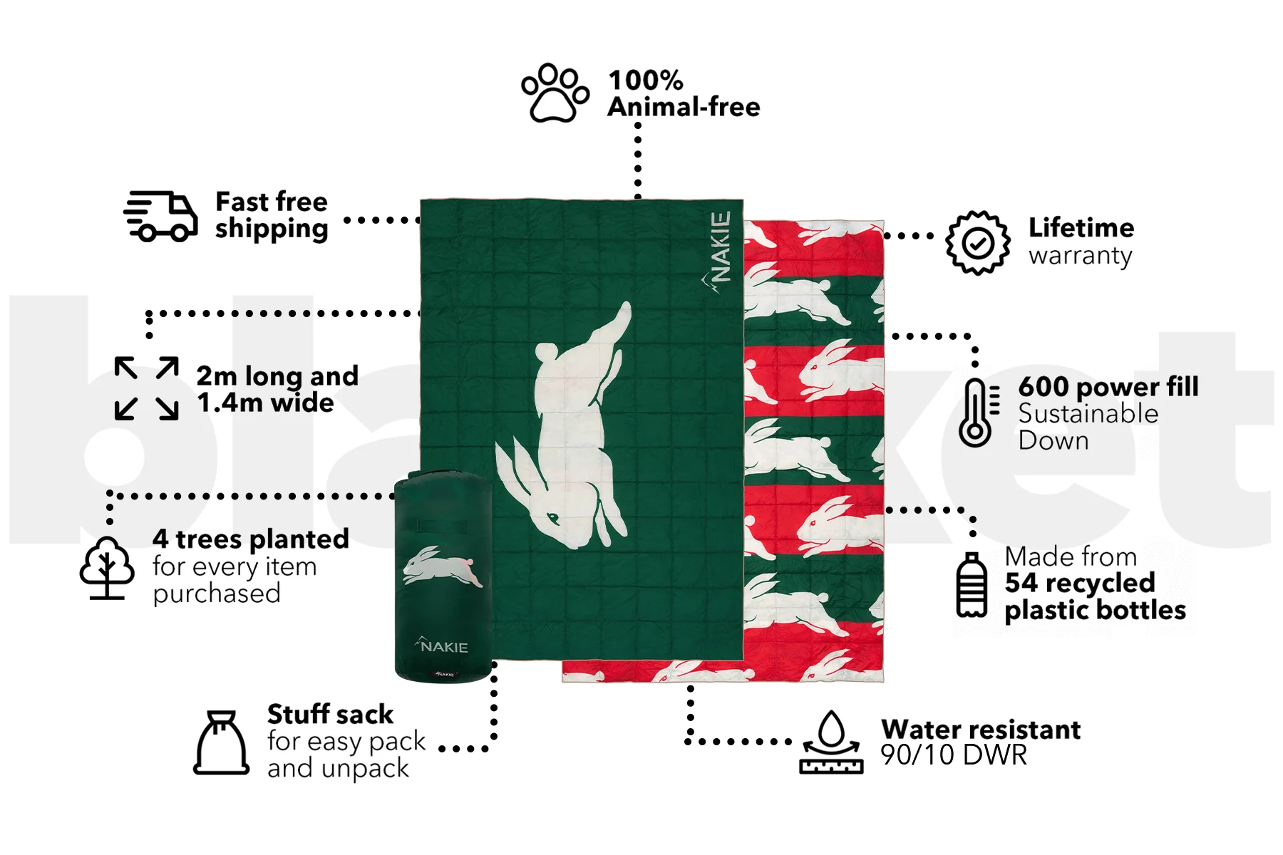 Rabbitohs - NRL Sustainable Down Puffy Blanket - Image 3
