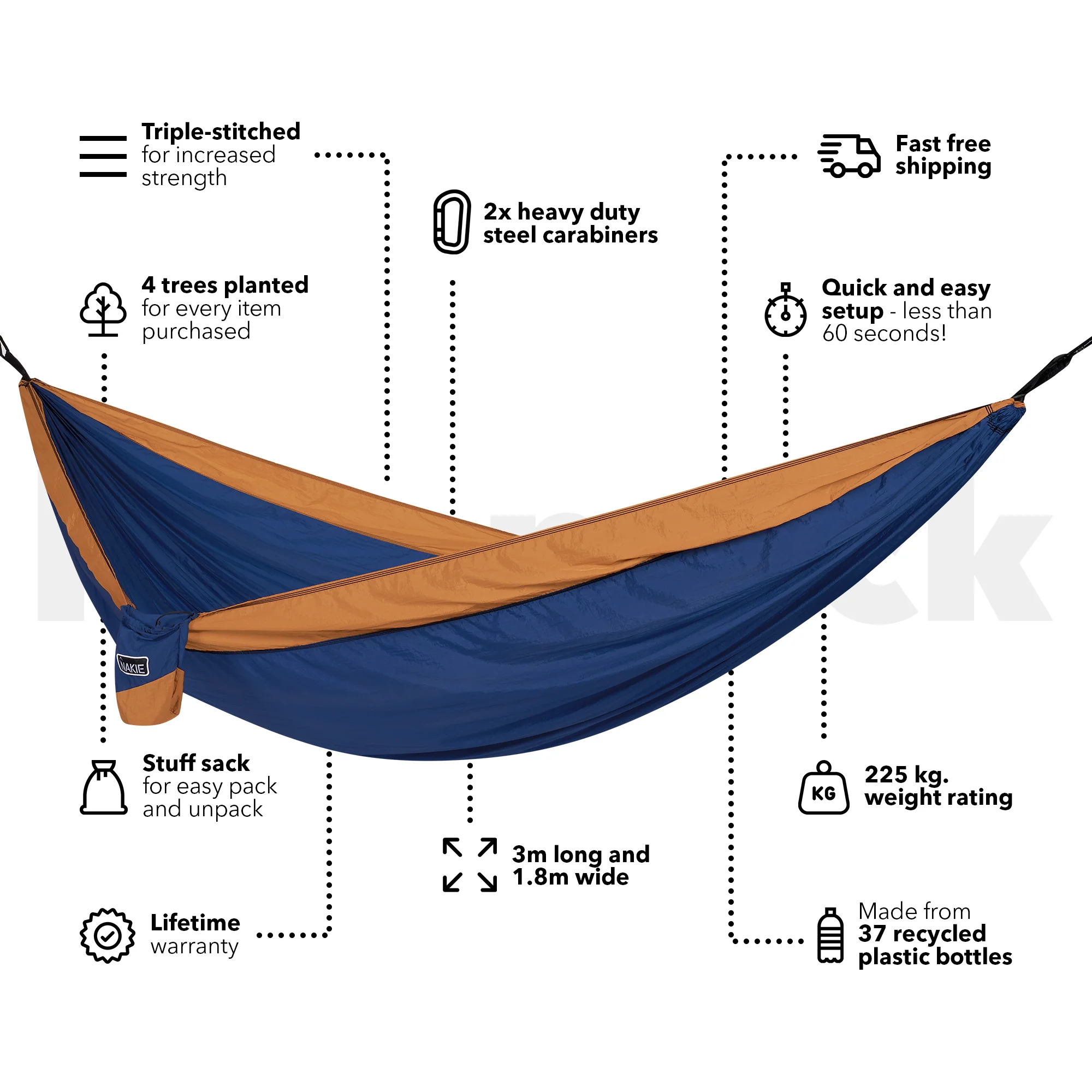 Recycled Hammock with Straps - All Colours - Image 4