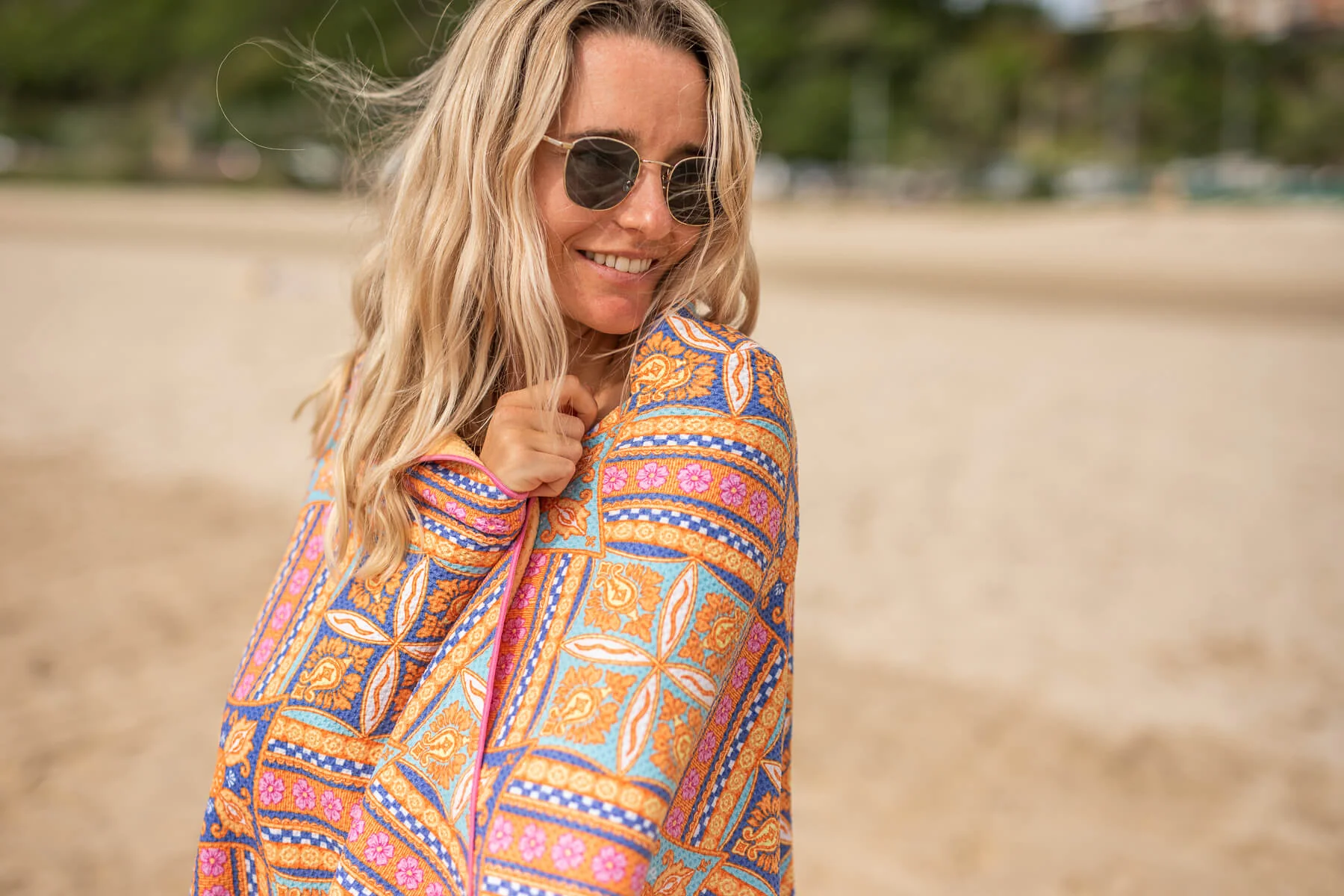 Rosy Tides - Recycled Sand Free Beach Towel - Image 8