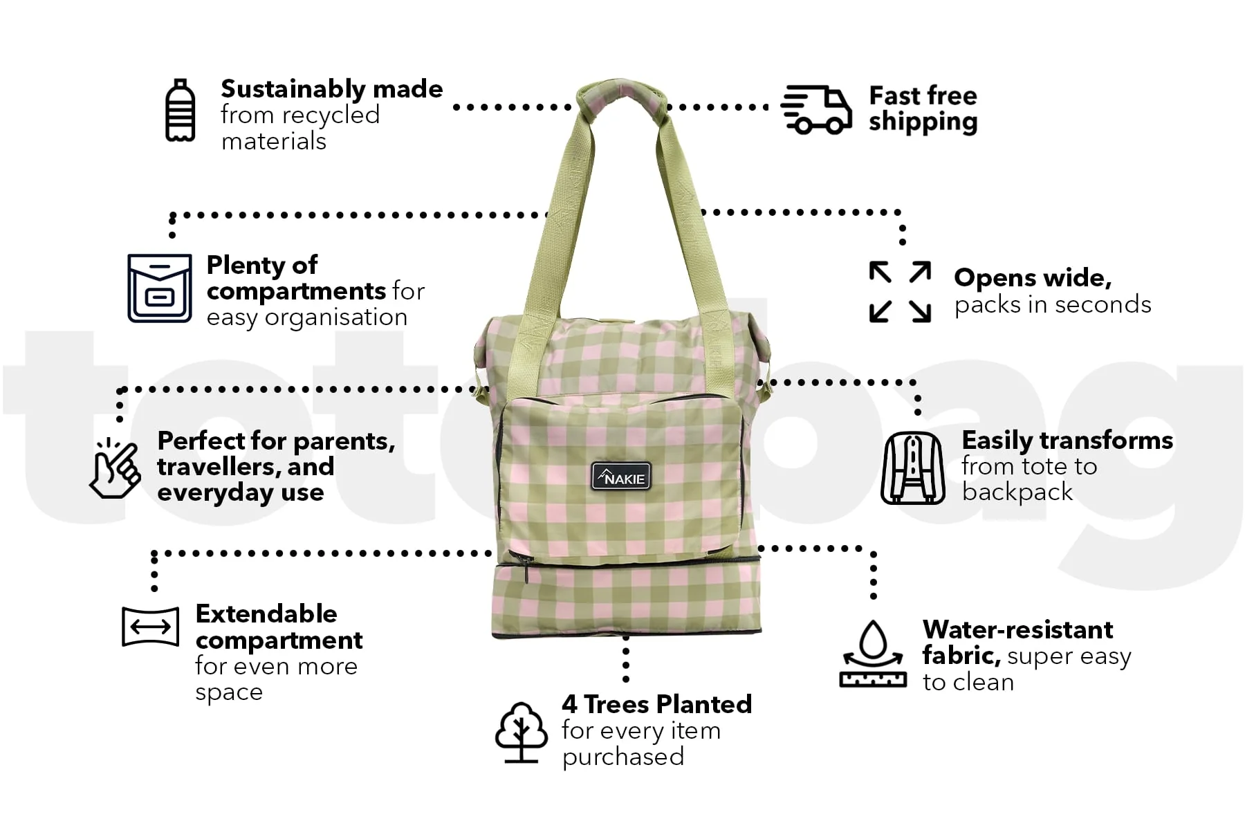 Strawberry Fields - Recycled Tote Bag - Image 3