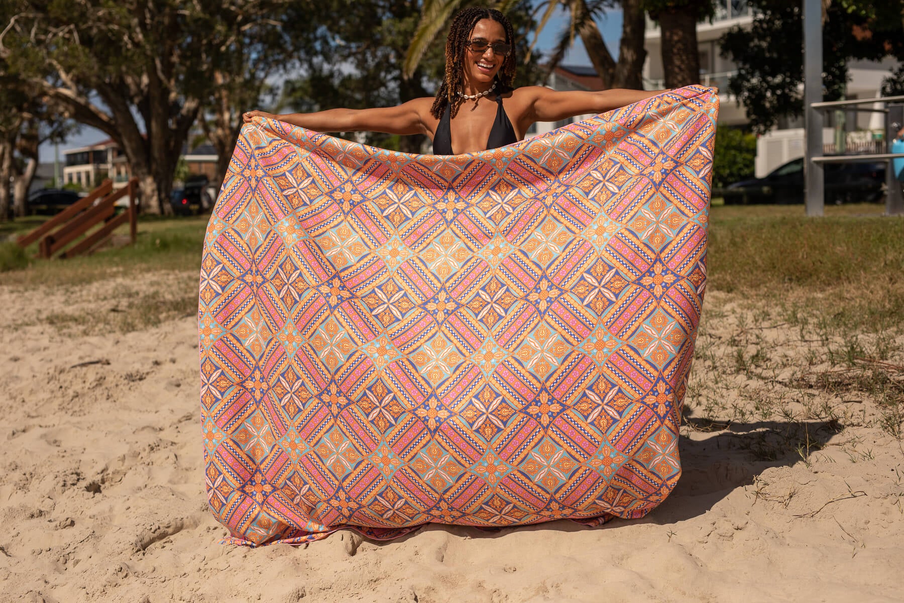 XL Rosy Tides - Recycled Sand Free Beach Blanket - Image 7